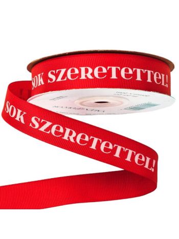 Sok Szeretettel! feliratos ripsz szalag 20mm x 20m - Piros