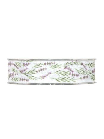 Szalag levendulás textil 25 mm x 20 m fehér PV4123M01