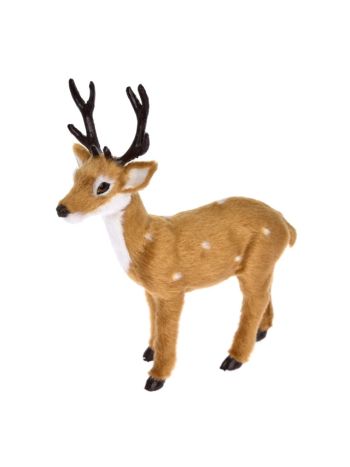 Szarvas álló- műanyag- textil- 13x5x15  cm- világos barna