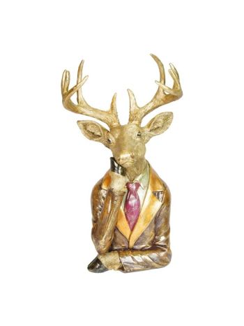 Szarvas torzó poly 31x21x54.5 cm barna- arany