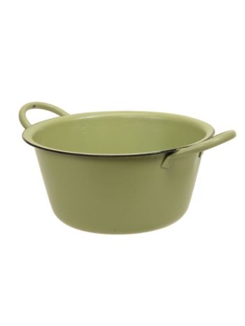 Tál kerek- füllel fém 21-5x10 cm zöld