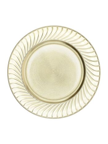 Tányér kerek mintás széllel- műanyag- 33x33x2 cm- arany