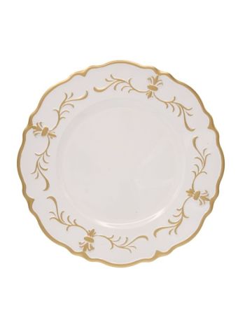 Tányér kerek mintás- műanyag- 33x33x2 cm fehér- arany
