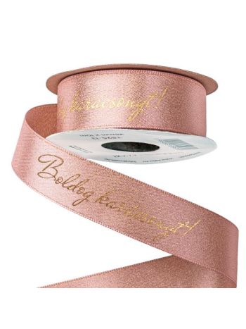 Boldog karácsonyt! feliratos csillogó szatén szalag 25mm x 10m - Púder bézs