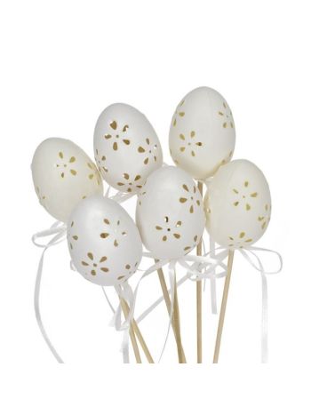 Tojás csipke mintával betűzős műanyag 10cm fehér S/6