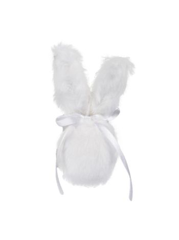 Tojás nyúl füllel akasztós textil 16cm fehér S/2 SSS