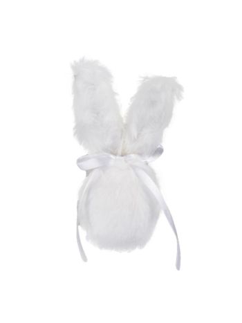 Tojás nyúl füllel akasztós textil 30cm fehér SSS
