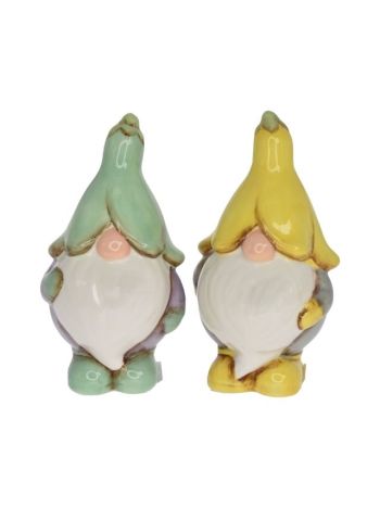 Törpe fiú- lány álló kerámia 5-6x5x10-5cm zöld-sárga 2 féle  DD63773
