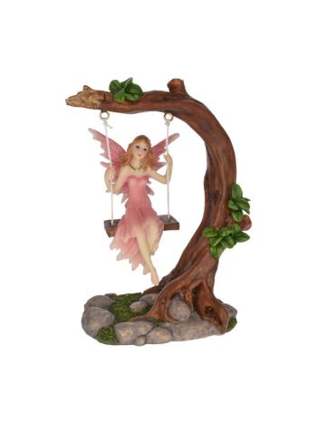 Tündér hintával- faágon poly 10-5x5-8xI13cm színes @