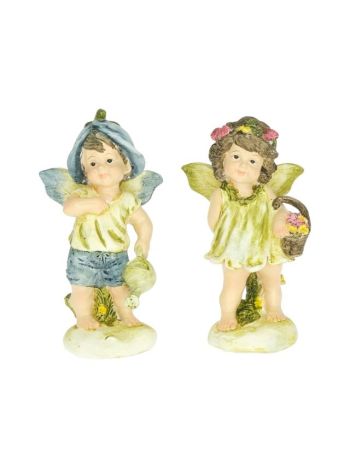 Tündér kannával- virágkosárral álló poly 6-6x5-7x12 cm kék- zöld 2 féle