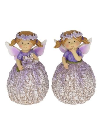 Tündér virágruhában álló poly 7x6-5x12cm lila 2 féle  DD63722