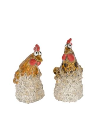 Tyúk álló kerámia 4-4x3-7x7-4 cm barna 2 féle DD67342
