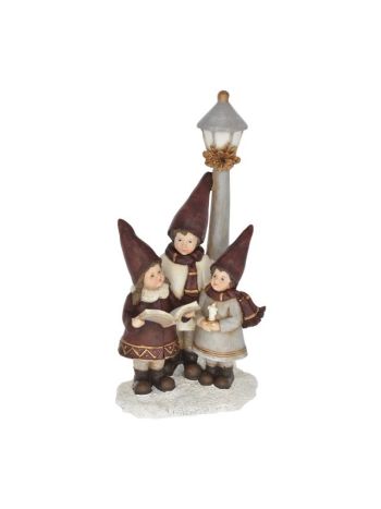 Utcai kórus lámpával- poly- 10-5x7-5x21-5 cm- bordó- szürke @