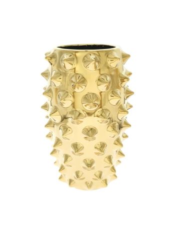 Váza tüske mintás kerámia arany 25x13cm