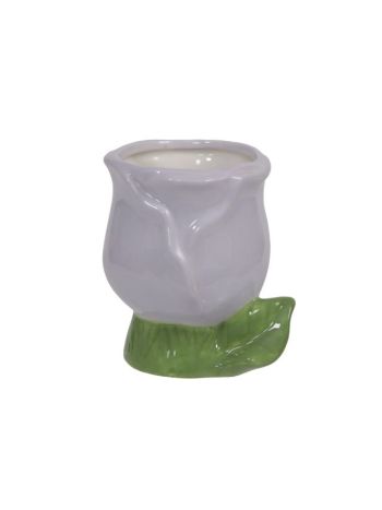 Kaspó tulipán kerámia 8,5x10 cm zöld, lila