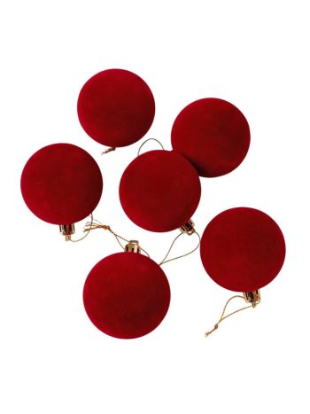 6db-os 6cm-es karácsonyi bársony gömb szett - Wine red