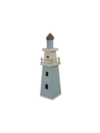 Világítótorony fa 40 cm világoskék- natúr
