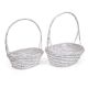 ovális hasított fa füles kosár szett fehér 34x24-5x13/42cm S/2