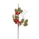 Bogyós ág eucalyptus levéllel- műanyag- polyfoam- 52 cm piros- zöld