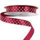 Fehér pöttyös szatén szalag 12mm x 20m - Wine red