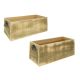Kaspó szögletes- koptatott fa- fém 30x14-5x11 cm- 24x10x9 cm natúr- szürke S/2