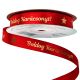 Fényes arany Boldog Karácsonyt! feliratos szatén szalag 12mm x 20m - Piros